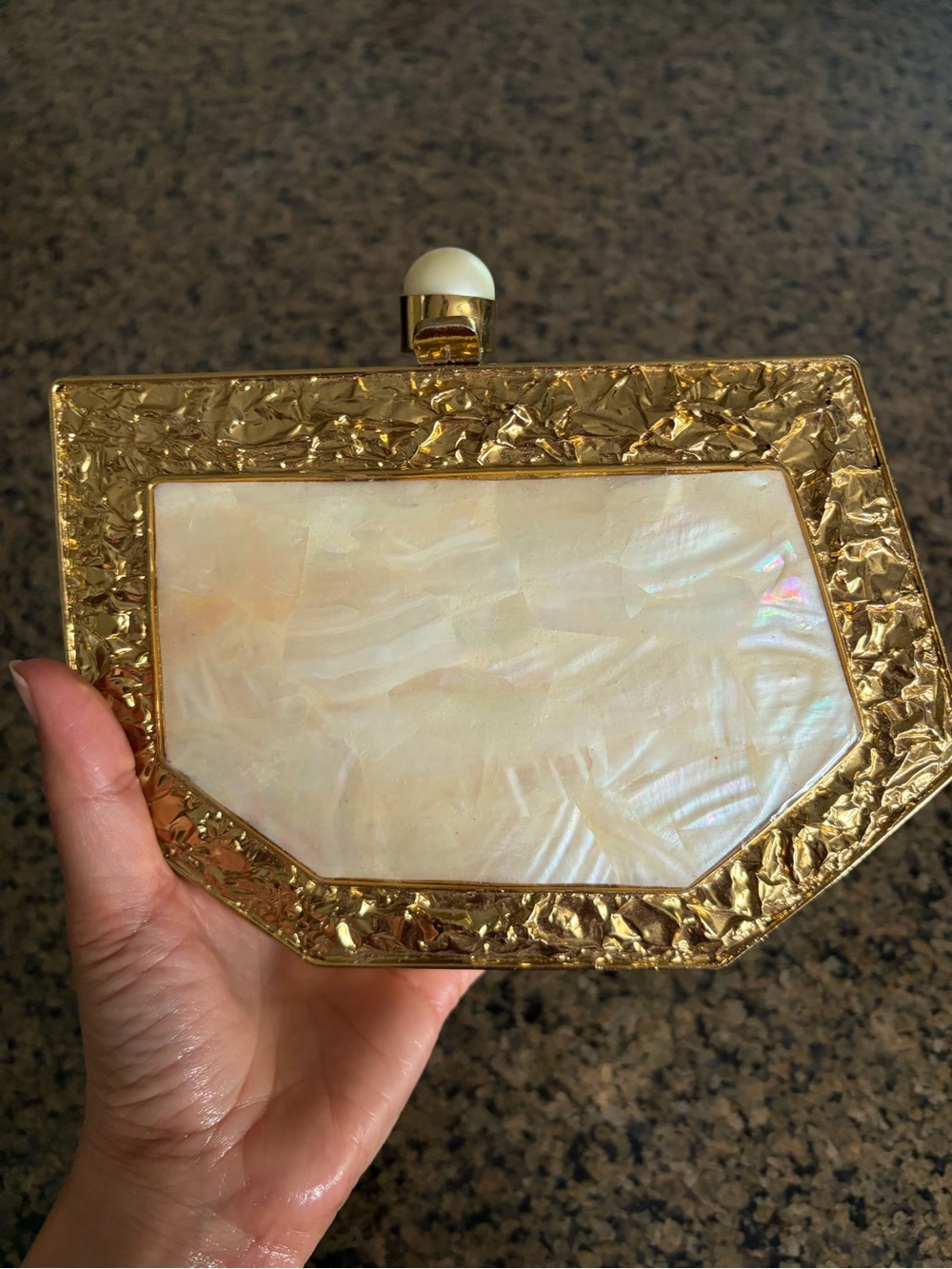 Gold and Mother-of-Pearl Box Clutch